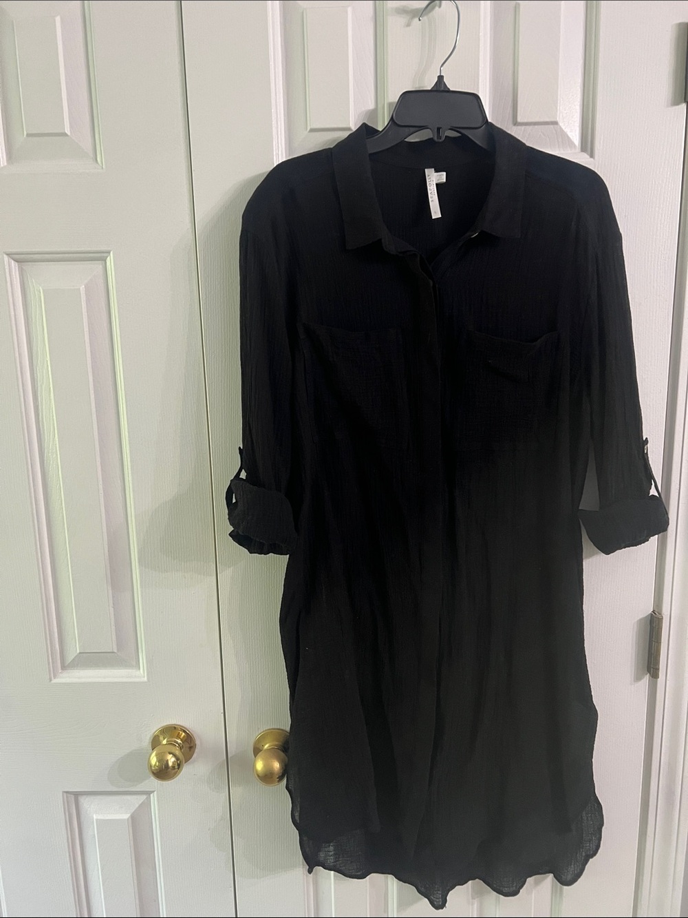 Seafolly Black Lightweight Sheer Swim Coverup Shirt Dress